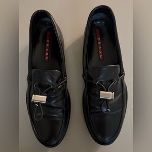 Prada Women’s Black Soft Leather Loafers - Size 40. Barely Worn.
